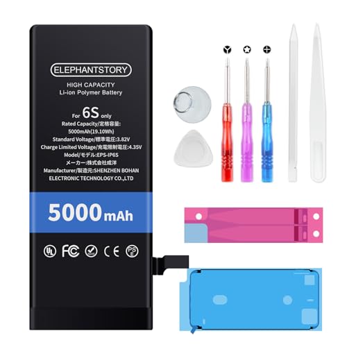 Elephantstory Akku für iPhone 6s, 5000 mAh Hohe Kapazität Lithium Polymer Ersatzakku mit Reparaturwerkzeugen und Anleitung Buch für Modelle A1633 A1688 A1700