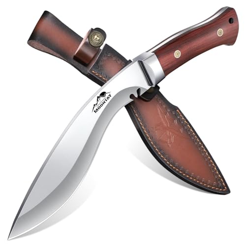 Moontay Outdoor Survival Messer VG10 Stahl, Jagdmesser Feststehende Klinge mit Scheide, Großes Full Tang Machete Bushcraft Camping Messer mit Holzgriff, Geschenke für Männer