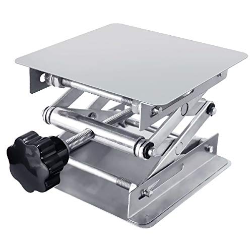 YYWEi Hubtisch Labor Hebebühne Edelstahl Labor Hebeplattform Ständer Rack Scissor Laborscherenwagenheber manuelle Steuerung (100x100mm)