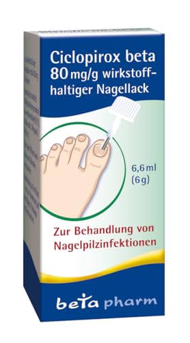 Ciclopirox beta 80 mg/g wirkstoffhaltiger Nagellack - Nagelpilz Behandlung schnell intensiv [mit Ciclopirox] - Zur Anwendung bei Nagelpilz - Durchdringt die Nagelplatte - Für Erwachsene - 6,6 ml