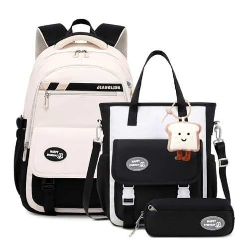 Tanou Schulrucksack Mädchen Rucksack für Teenager, Schwarz