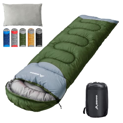 BISINNA Schlafsack 1.9kg 4 Jahreszeiten Wasserdichter Warmer Deckenschlafsack mit Kompressionssack für Erwachsene, Damen, Herren Outdoor Camping, Wandern, Rucksackreisen