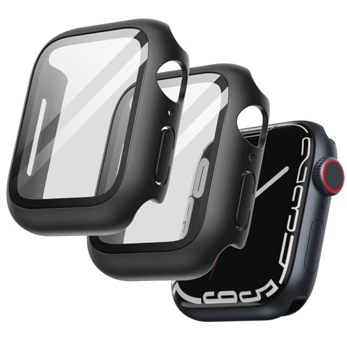 JETech Hülle mit Schutzfolie für Apple Watch Series 9/8/7 45mm, Schwarz