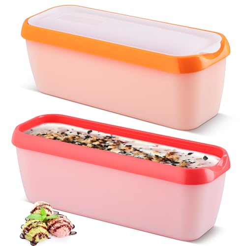 CRROEL Eisbehälter für Speiseeis,BPA frei, 2er-Set Eisbehälter für Speiseeis 1.5 L, Wiederverwendbare Hausgemachte Eiscreme-Behälter mit Deckel, Für Selbstgemachtes Eis, Sorbets, Joghurt
