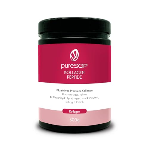 pureSGP® Kollagen [300g]: Reinstes Kollagen in Apothekenqualität - Bioaktive Premium-Peptide aus hochwertigem Kollagenhydrolysat. Mit Vitamin C & Biotin - Geschmacksneutral - Gute Löslichkeit