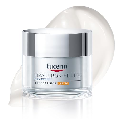 Eucerin Hyaluron-Filler Tagespflege + 3x Effect LSF 30 50ml, Anti Aging Tagescreme mildert Falten und strafft die Haut, feuchtigkeitsspendende Gesichtscreme mit Hyaluronsäure