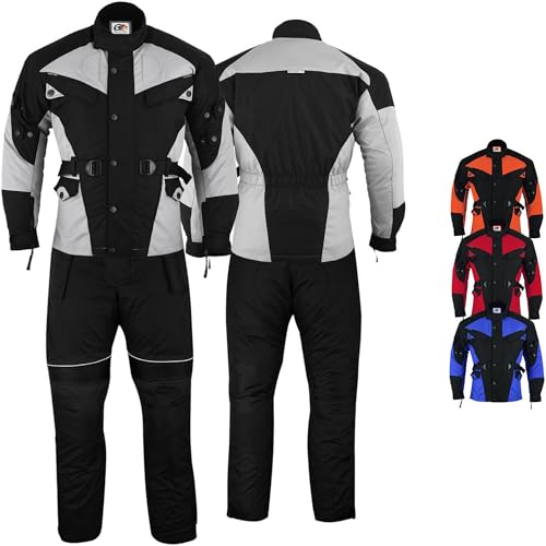 German Wear 2-teiler Motorradkombi Cordura Textilien Motorradjacke + Motorradhose (Grau/Schwarz, 50)