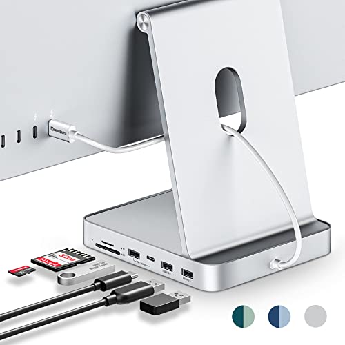 Minisopuru USB C Hub für iMac 24 Zoll 2021/2023/2024, iMac Zubehör unterstützt M.2 NVMe SSD, iMac Hub für iMac M1/M3/M4, iMac USB Adapter mit 10 Gbit/s, SD/TF, M.2 SSD (Nicht enthalten), Silber