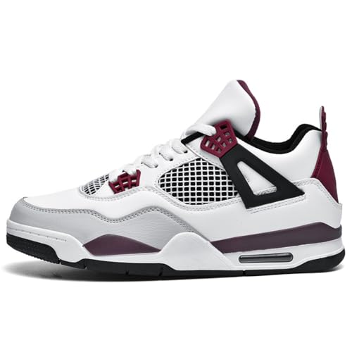 TRECERO Basketballschuhe, Herren Sportschuhe, lässige Flache Schuhe, Skateboardschuhe, Studenten Outdoor Schuhe, rutschfest und verschleißfest (Weiß Lila,45)