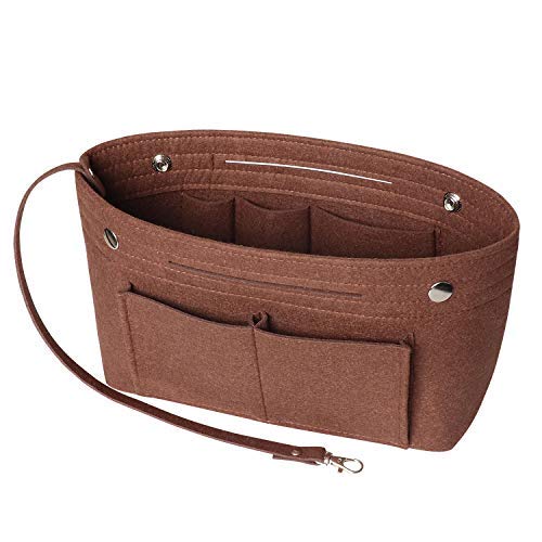 Soyizom Purse Organizer Insert für Einkaufstasche, Tasche Insert mit Schlüsselbund für Speedy Neverfull, 8 Farben (Kaffee, groß)