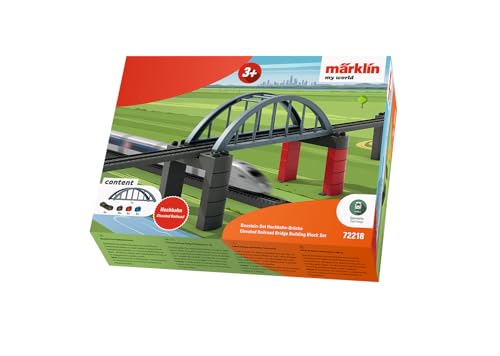 Märklin My World – 72218 - Baustein-Set Hochbahn-Brücke – Hochbahnpfeiler & Brücke – Erweiterung Modelleisenbahn – ab 3 Jahren – Spur H0