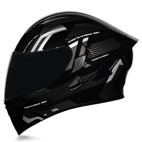 Woljay Integralhelm Klapphelm Motorrad Modularer Helm Motorrad Doppelvisier für Erwachsene Männer Frauen Moped Street Racing DOT / ECER22-05 Approved (Count Black Silver - Smoke Visor,M)