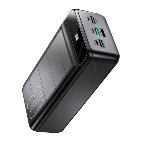 PDBEST 60000mAh Power Bank 22,5W Powerbank PD USB-C Schnellladefunktion Externe Akku mit 4 Ausgänge und 3 Eingänge, kompatibel mit Smartphone, Tablets, Tablet usw Black