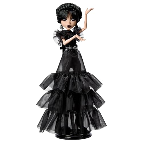 Monster High Wednesday Puppe, Rave’N Wednesday Sammelfigur in schwarzem Gothic-Kleid, inspiriert von der Tanzszene, Premium-Accessoires und Puppenständer, HXJ03