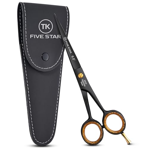 TK FIVE STAR Midnight Premium 6,5'' extra scharfe Friseurschere Haarschere Haarschneideschere für Damen Herren Friseure und Kinder für feine und kräftige Haare Mikroverzahnt Rostfrei