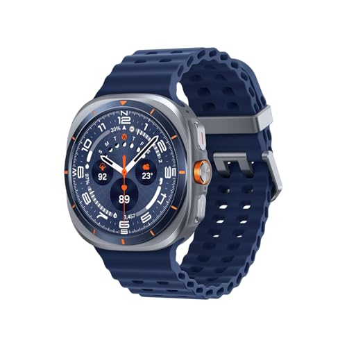 Samsung Galaxy Watch Ultra (2025) Smartwatch mit Galaxy AI, Fitness-Uhr, Marine Band, Titan-Gehäuse, Schnellbutton, Dual-GPS, 64 GB Speicher, 47 mm, LTE, Titanium Blue, 3 Jahre Herstellergarantie