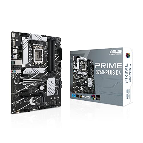 ASUS PRIME B760-PLUS D4 Gaming Mainboard Sockel Intel LGA 1700 (Intel B760, ATX, DDR4 Speicher, PCIe 5.0, 3x PCIe 4.0 M.2, Thunderbolt 4, Aura Sync)