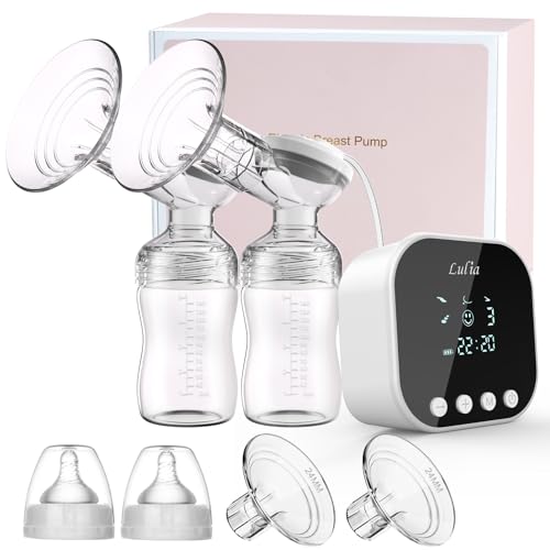Lulia Milchpumpe Elektrisch, Elektrische Milchpumpe 4 Modi und 9 Stufen, 2500mAh Akku, Anti-Rückfluss, Ultra-leise, BPA-frei (Weiß-24mm Flange)