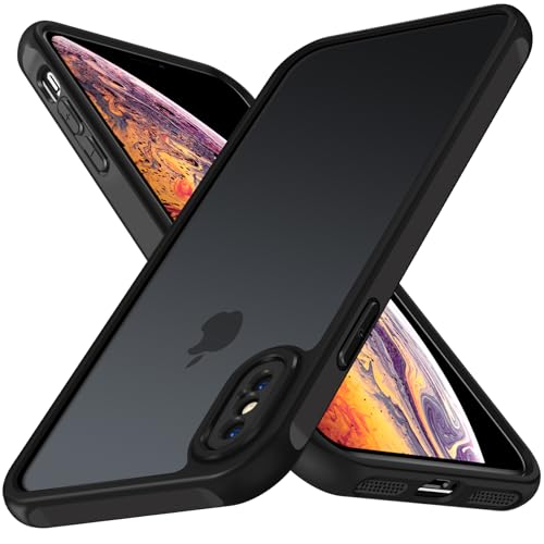 ivoler Hülle für iPhone XS Max 6.5 Zoll, [Vollständiger Kameraschutz] [Militärstandard] Stoßfest Handyhülle, Matt Durchscheinende Rückseite Anti-Fingerabdruck Schutzhülle Case (Schwarz)
