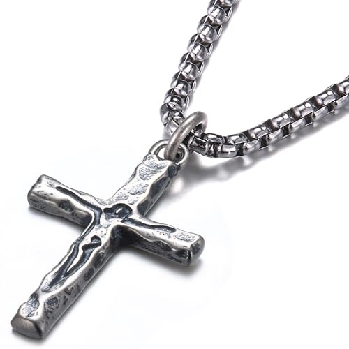 Sllaiss Kreuz Kette Herren Silber 925 Anhänger Halskette Edelstahl 316L