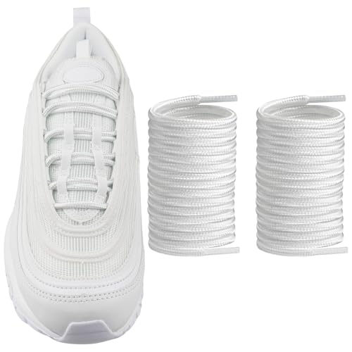 Endoto Rund Schnürsenkel für Nike Air Max 97/95/720 Running Schuhe, 4MM Ersatz Schuhbänder Shoelaces Laces (Weiß, 63 Zoll)
