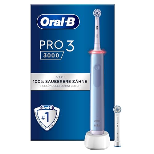 Oral-B PRO 3 3000 Elektrische Zahnbürste/Electric Toothbrush, 2 Sensitive Clean Aufsteckbürsten, 3 Putzmodi und visuelle 360° Andruckkontrolle für Zahnpflege, Geschenk Mann/Frau, blau