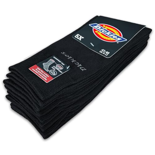 Dickies® 5 Paar BUSINESS SOCKEN Feine Herrensocken mit Komfortbund und Komfortspitze Strümpfe Größe 39-42 & 43-46 (DE/NL/SE/PL, Numerisch, 43, 46, Regular, Regular, 5 Paar Schwarz)