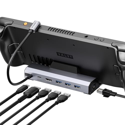 JSAUX Aufgerüstete Steam Deck Dock 4K@120Hz, 6-in-1 Dockingstation für Valve Steam Deck/OLED/ASUS ROG Ally X/Lenovo Legion go S/2/MSI Claw, HDMI 2.1, DREI USB 3.0, Gigabit-Ethernet, 100W Ladung-HB0603