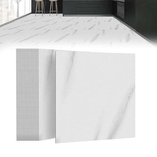 Suusolny 54 Stück 5,02 m² PVC Bodenbelag Vinylboden Selbstklebend Fliesen Vinyl Klebefliesen Bodenfliesen Fliesenaufkleber Rutschfest Wasserfest für Wohnzimmer Küche Badezimmer - Grauer Marmor