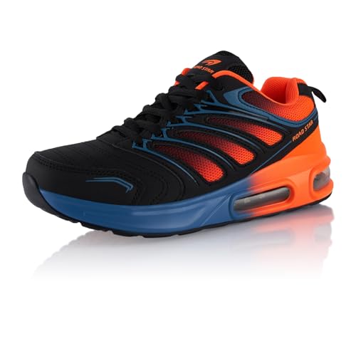Fusskleidung® Damen Herren Sportschuhe Dämpfung Sneaker leichte Laufschuhe Orange Schwarz Blau EU 38