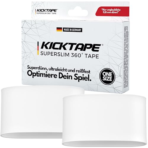 KICKTAPE® Super Slim Schienbeinschonerhalter - Reißfest aus schonendem Silikon für Schienbeinschoner Fußball Herren, Damen & Kinder, rutschfest & abwaschbar, Football, shin Guard Holder (Weiß)