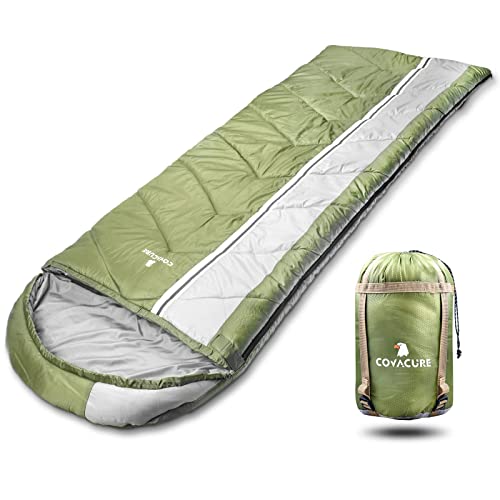 COVACURE Schlafsack Outdoor - Sommer Winter 4 Jahreszeiten Ultraleicht Kleines Packmaß Schlafsäcke Deckenschlafsack Camping Survival Ausrüstung für Erwachsene & Kinder