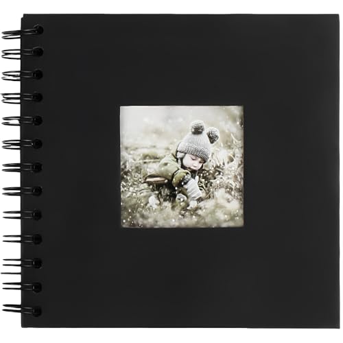 GZSYWZ Fotoalbum zum Selbstgestalten - 17x17cm DIY Scrapbook 20 Blätter(40 Seiten) Schwarze Seiten Fotobuch zum Einkleben, Fotobücher Kraftpapier Spiralalbum für Baby Geburtstag Jahrestag Hochzeit