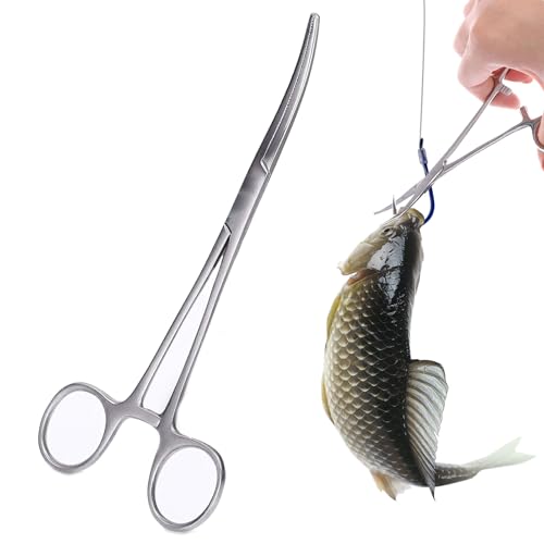 SOGHO Hakenlöser Angeln, Arterienklemme,Hakenlöser Zange,Angelzange,Arterienklemme Angeln,Hakenlöser,Angel Zange, Angel Zubehör,Piercing Zange,Für Barsch, Forelle, Karpfen & Mehr (Gebogen)