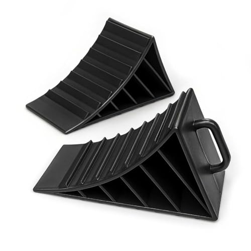 Wiltec Unterlegkeile für Anhänger 2 Stück bis 2 t, Bremskeile Wohnmobil 17,7 x 8,9 x 9 cm, Unterlegkeile Auto rutschfest aus HDPE für Pkw und Wohnwagen