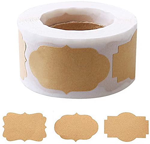 300 Stücke Kraft Etiketten Aufkleber, Selbstklebend Aufkleber Beschriften Geschenksticker Aufkleber Marmeladen Etiketten Geschenk Dekor Sticker für Flasche Handwerk Geschenkverpackung