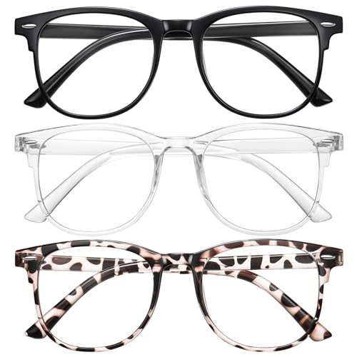 ZEHEXA 3er Pack Lesebrille für Damen und Herren – Runde Brille – Blaulichtfilter & UV-Schutz – Leichtgewichtige Leserbrillen +1.5