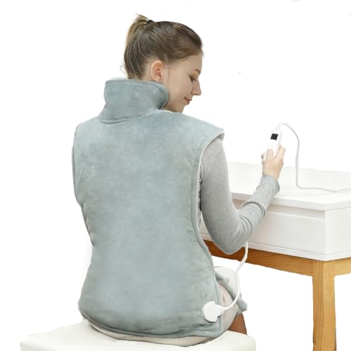 Ultralent Heizkissen für Rücken Schulter Nacken 60 * 108cm Wärmekissen mit Abschaltautomatik,Schnelle Erwärmung Rückenwärmer Heizdecke 6 Heizstufen,Auto-OFF-Timer, Maschinenwaschbar