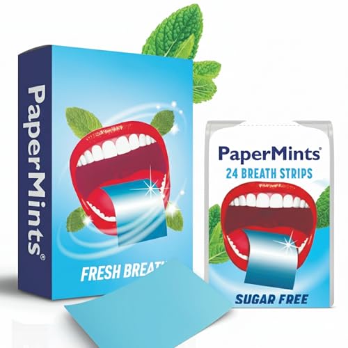 PaperMints Strips – Zuckerfreie Minz-Blätter für frischen Atem, trockenen Mund & Mundgeruch – 6 Packungen mit je 24 Streifen (144 stück) - kompakt & praktisch