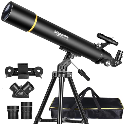 SOLOMARK Teleskope für Erwachsene Astronomie, 80mm Aperture 900mm Refraktor Teleskop für Kinder, Anfänger, kompakte und tragbare Reiseteleskope mit Tragetasche