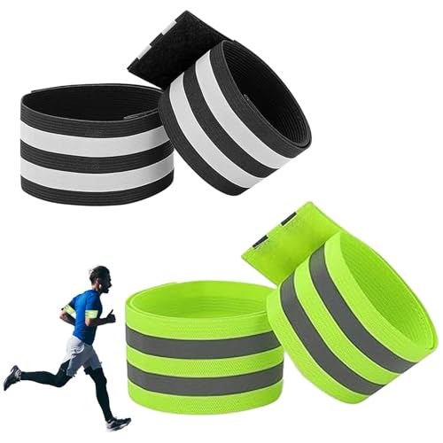 4 Stück Hosenklammer Fahrrad - Elastisch Fahrrad Reflektierende Bänder Elastisch Reflektorband Für Fahrrad, Joggen und Outdoor - Hosenschutz mit Klettverschluss, Reflektierende Hosenbein-Klammer