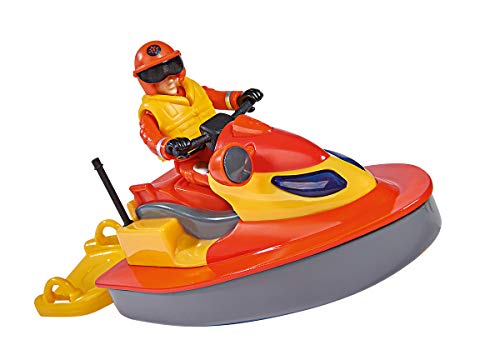 Simba 109251048 Feuerwehrmann Sam Juno Jet Ski, mit Elvis Figur, Sitzfläche zum Aufklappen, schwimmt auf dem Wasser, für Kinder ab 3 Jahren, mehrfarbig, 1 Size