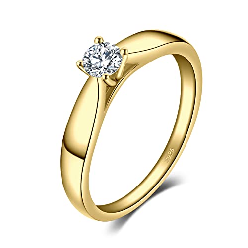 JewelryPalace Zirkonia Verlobungsring Eheringe Promise Ring Silber 925 Damen, Solitär Silberringe Trauringe Damenring Hochzeitsringe Antragsring Entouragering Ringe, Damen Schmuck Vergoldet 55
