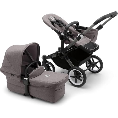 Bugaboo Donkey 5 Mono Kinderwagen, umbaubar zum Doppel- oder Zwillingskinderwagen, verbessertes Design, wendbarer Sitz, Ein-Hand-Lenkung und extra viel Stauraum, Graphit/Grey Melange