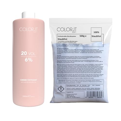 COLOR.IT by BM Blondier-Set 1000ml Creme-Entwickler und 500g Blondierpulver (6%, 1er Pack)