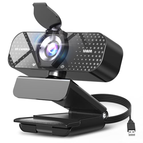 TRAUSI Full-HD-Webcam mit 1080p, Weitwinkelobjektiv & geräuschunterdrückendem Mikrofon, automatische Belichtung