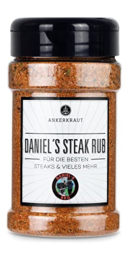 Ankerkraut Daniels Steak Rub, BBQ Gewürz zum Grillen, für Ribeye, Rumpsteak und Rind, Fleisch würzen, Geschenk-Idee für Daniel, 270 g im Streuer