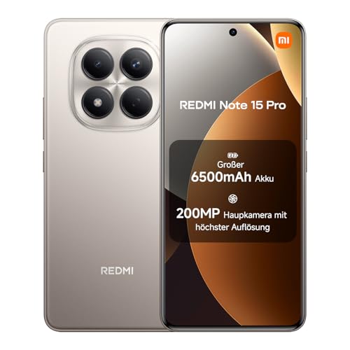 XIAOMI Redmi Note 15 Pro Smartphone (8+256 GB) – 6500-mAh-Akku, 200-MP-Kamera, IP65-Wasserschutz, 6,77