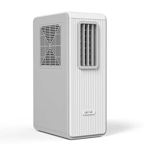 OKYUK Mobiles Klimagerät, 200W Energiesparend, R290 Umweltfreundliches Kältemittel, 3‑in‑1 Klimaanlage, Luftentfeuchter, Ventilator Ventilieren Leise <45 DB, Mit Auspuffrohr (Weiß)