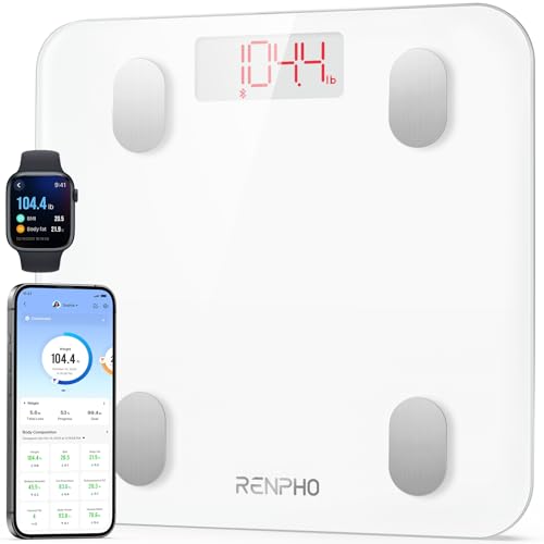 RENPHO Personenwaage Digital, Bluetooth Körperfettwaage mit Hochpräzisions-Sensoren, Smart Waage mit Körperfett und Muskelmasse 180 kg/400 lbs